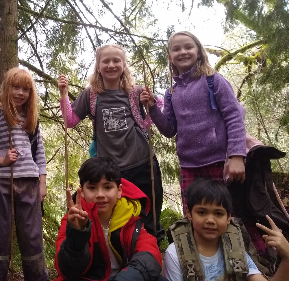 Springwater students posing on their hike